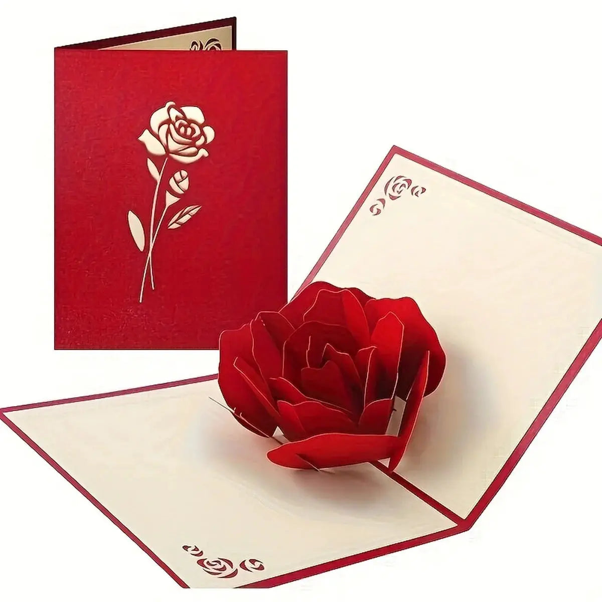 3D Pop Up Rose Card Happy Birthday Greeting Card For Anniversaries Mothers Day Weddings With Envelope