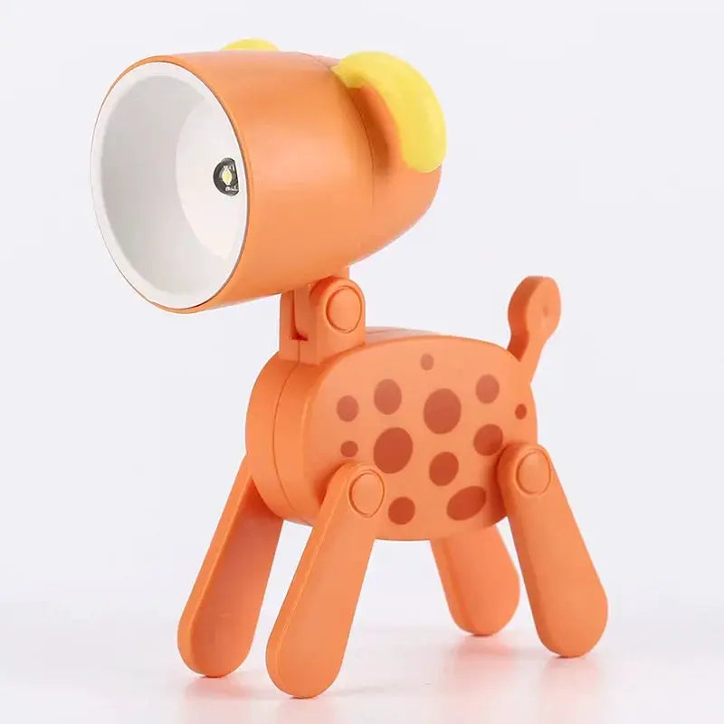 Orange animal-shaped LED mini night light with yellow ears and four legs