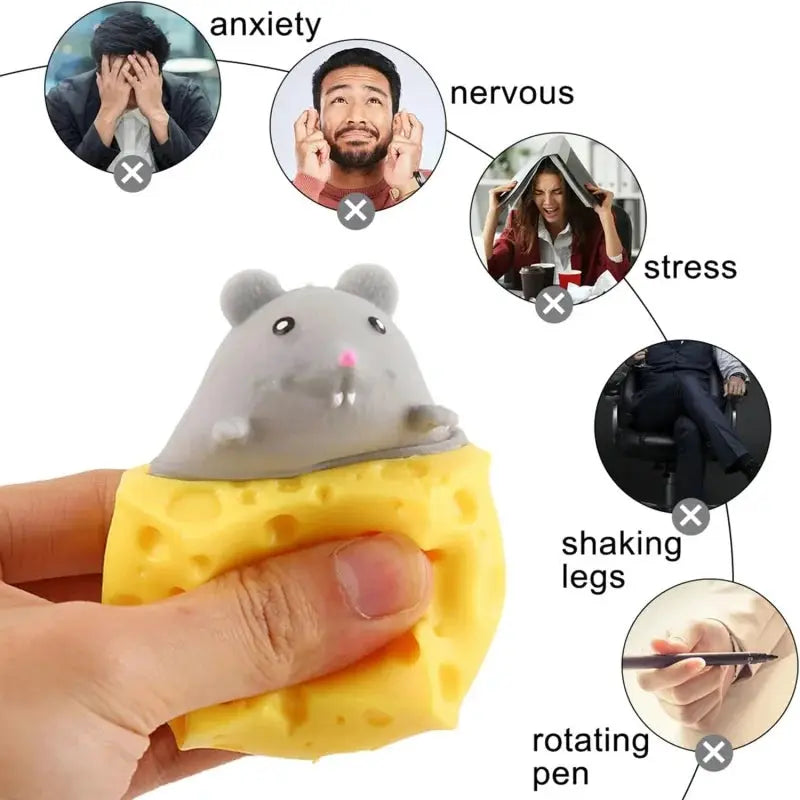 Pop Up Funny Mouse And Cheese Block Squeeze Anti Stress Toy Hide And Seek Figures For Kids And Adults Fidget Relief