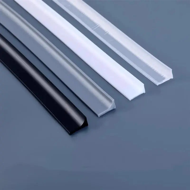 Silicone door seal strips set of five, self-adhesive water-retaining barriers in black, gray, white