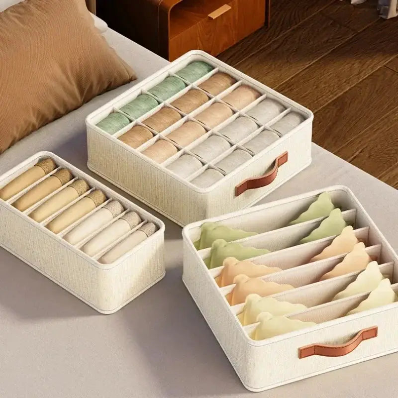Fabric Drawer Organizers 1 To 5 Pack For Underwear Socks And Bras With Dividers Foldable Closet Shelf Organizer Box