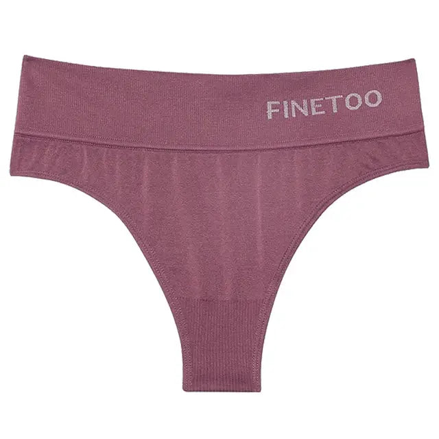 Thong underwear FINETOO mauve seamless high-waist for women