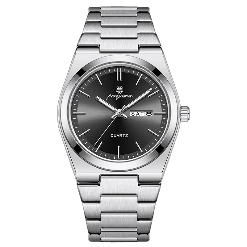 PAAZOMU Mens Quartz Watch Stainless Steel Waterproof Luminous Chronograph Date Multifunction Wristwatch