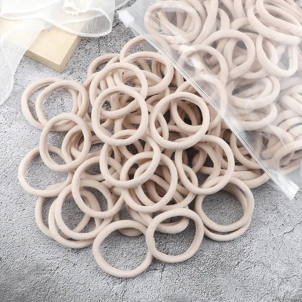NovaHair 50 Pcs Mixed Colors Hair Bands 4 Cm Elastic Hair Ties Ponytail Holders Gentle Hold For Everyday Ponytails