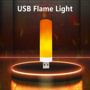 USB LED Flame Light by Simples Market; orange flickering flame bulb with USB plug.
