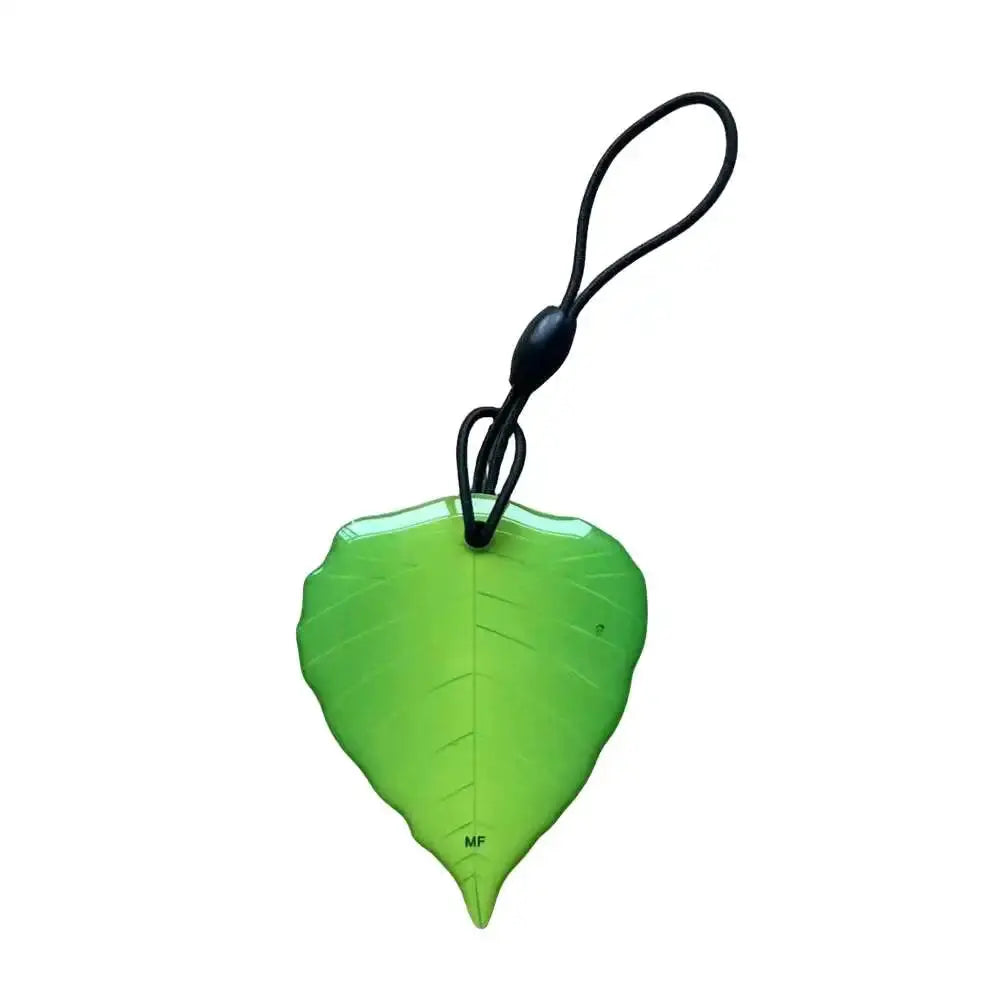 Leaf-shaped green RFID keyfob with black lanyard; 13.56MHz UID NFC access tag