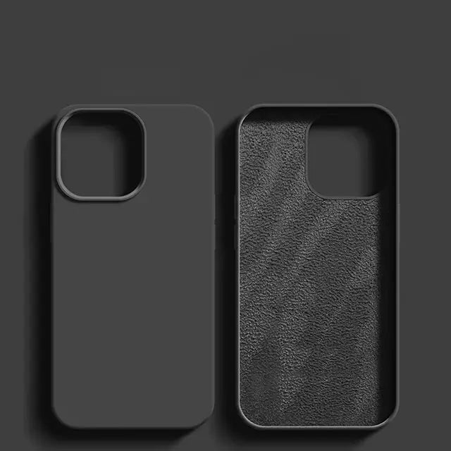 Simples Market luxury liquid silicone shockproof iPhone case set, black, 2 pieces with textured interior