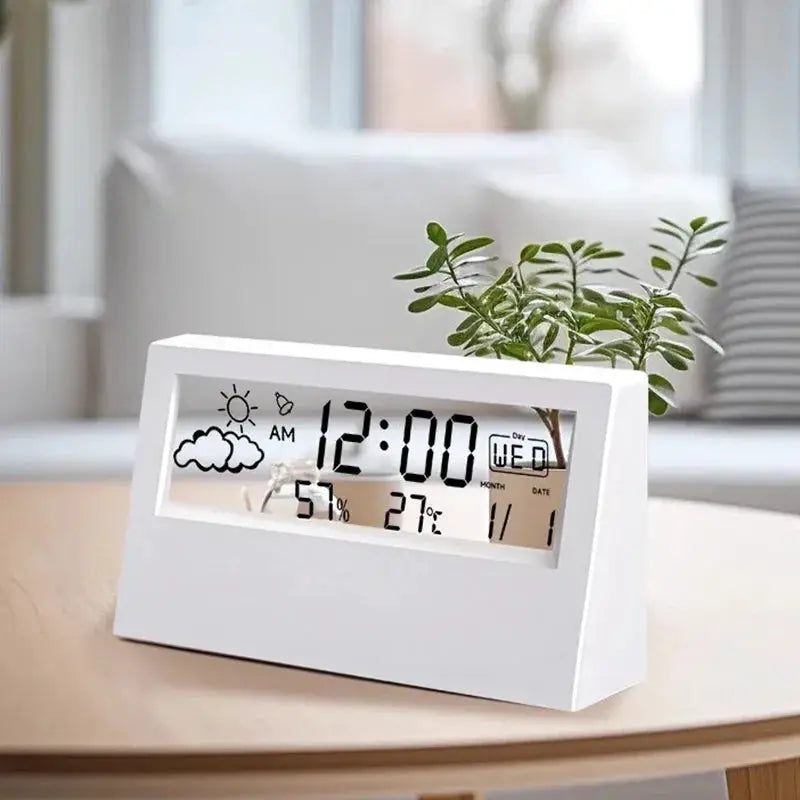 LED Thermometer And Thermo Hygrometer Clock Weather Station With Alarm