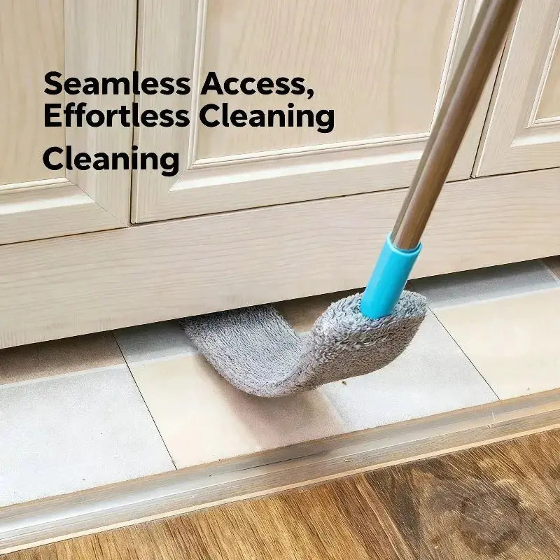 Telescopic long-handle mop with bendable microfiber head in blue for home cleaning