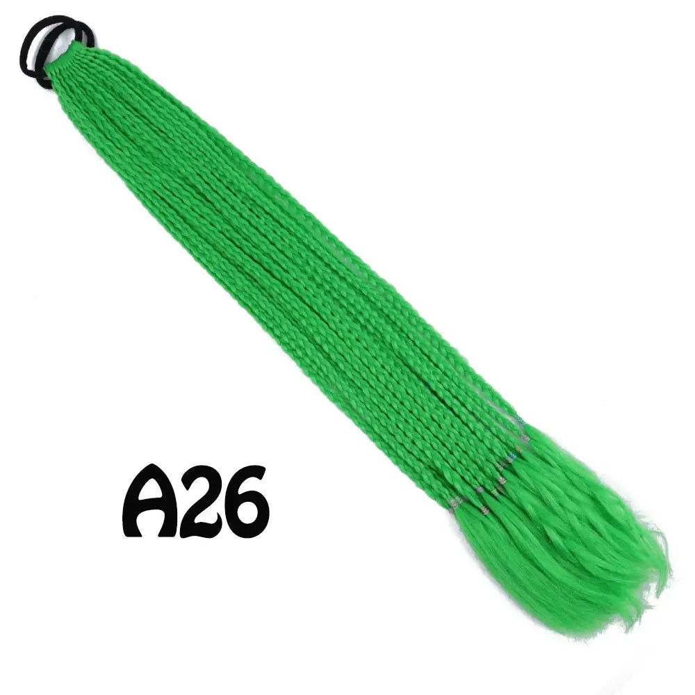 Simples Market neon green synthetic braided ponytail extension with elastic band, 24-inch long