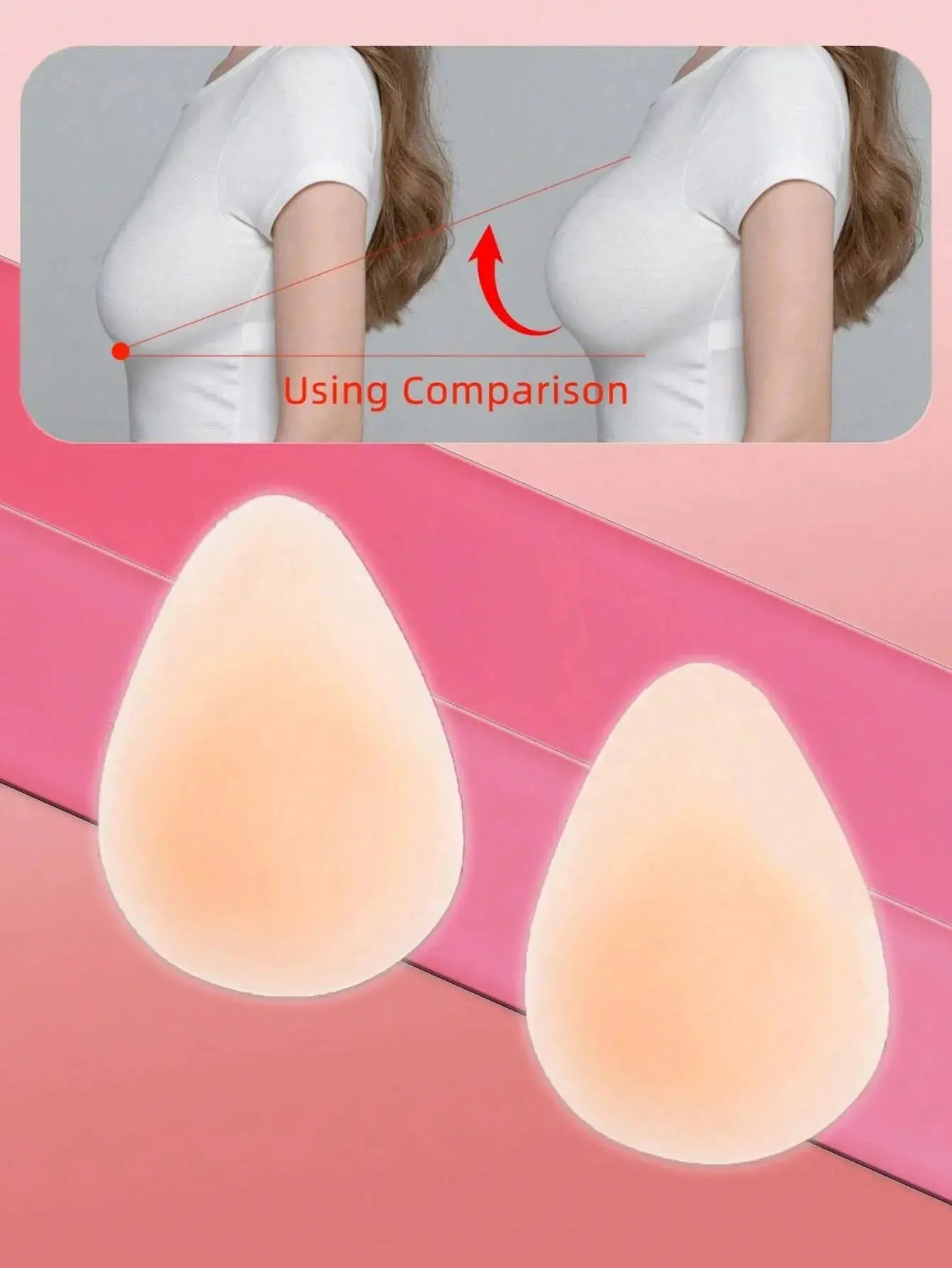 Nipple covers by Simples Market, 2-piece silicone teardrop-shaped, skin-tone beige, reusable and seamless.
