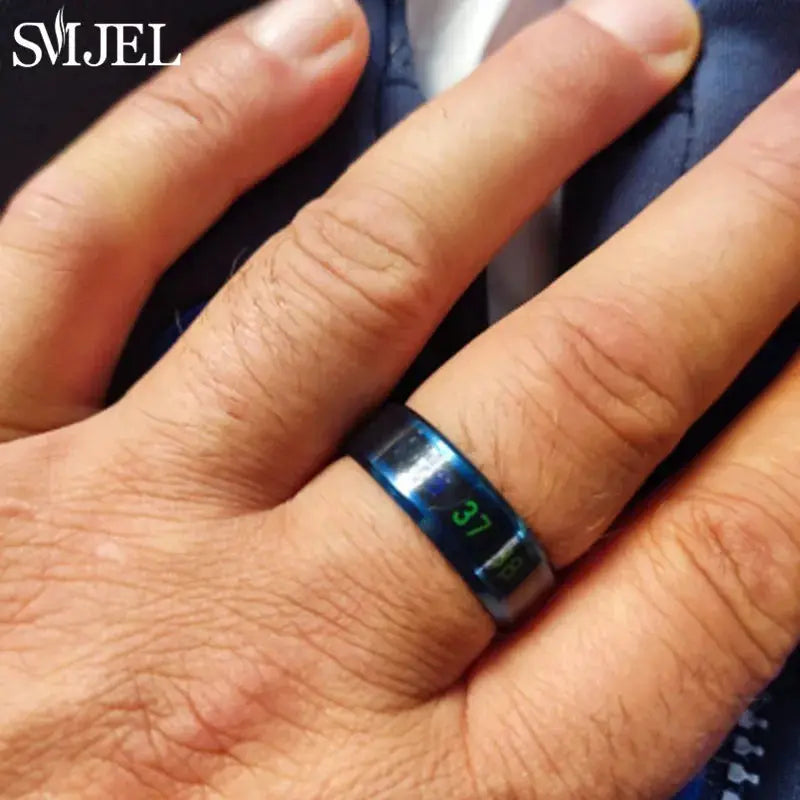 Smart Stainless Steel Sensor Body Temperature Ring With Real Time Display For Couples Multifunctional Monitoring