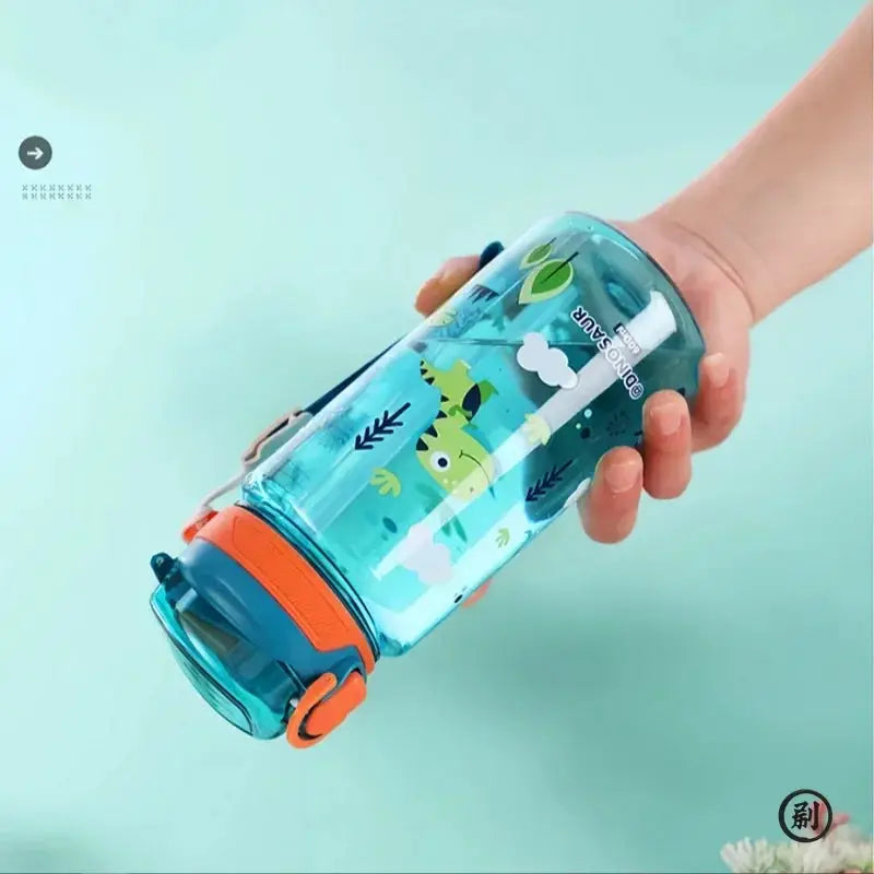 600ml Dinosaur Water Bottle For Kids Sippy Cup With Silicone Straw Leakproof Plastic Water Bottle Summer Kids Water Cup