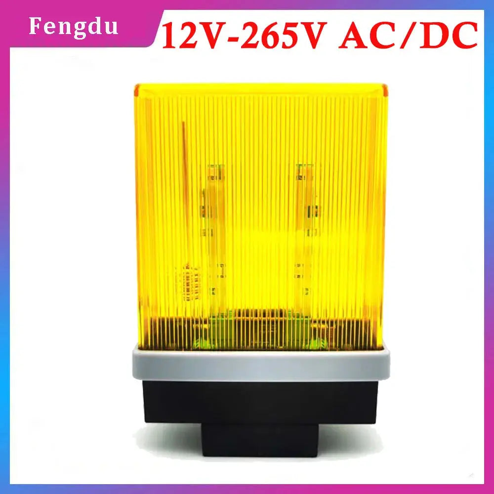 Flashing beacon light for gate alarms, yellow lens, 12V-265V AC/DC