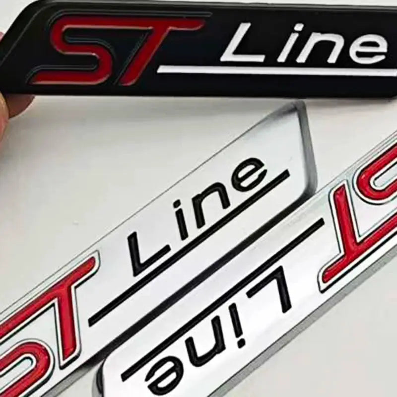 3D metal ST Line car badge set in black chrome and silver for Focus/Fiesta/Mondeo; rear trunk and side fender emblems