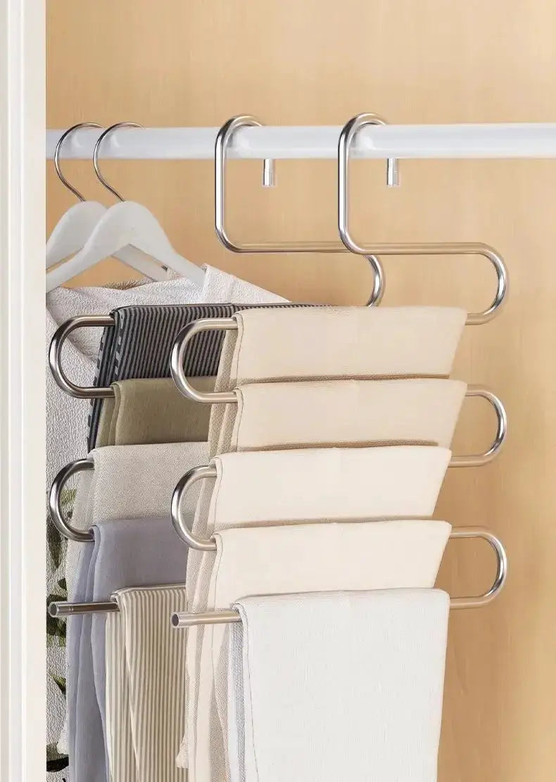 5-layer chrome clothes hanger rack with non-slip pant bars from Simples Market