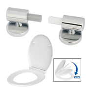 Toilet seat hinge replacement set with chrome soft-close hinges and white lid, by Simples Market.