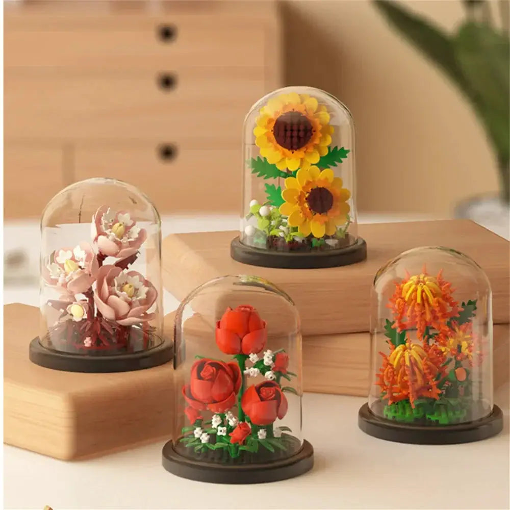 Eternal Flower Bouquet Bonsai Potted Plant Micro Building Blocks Model Decor Puzzle Toys Kids Birthday Christmas Gifts