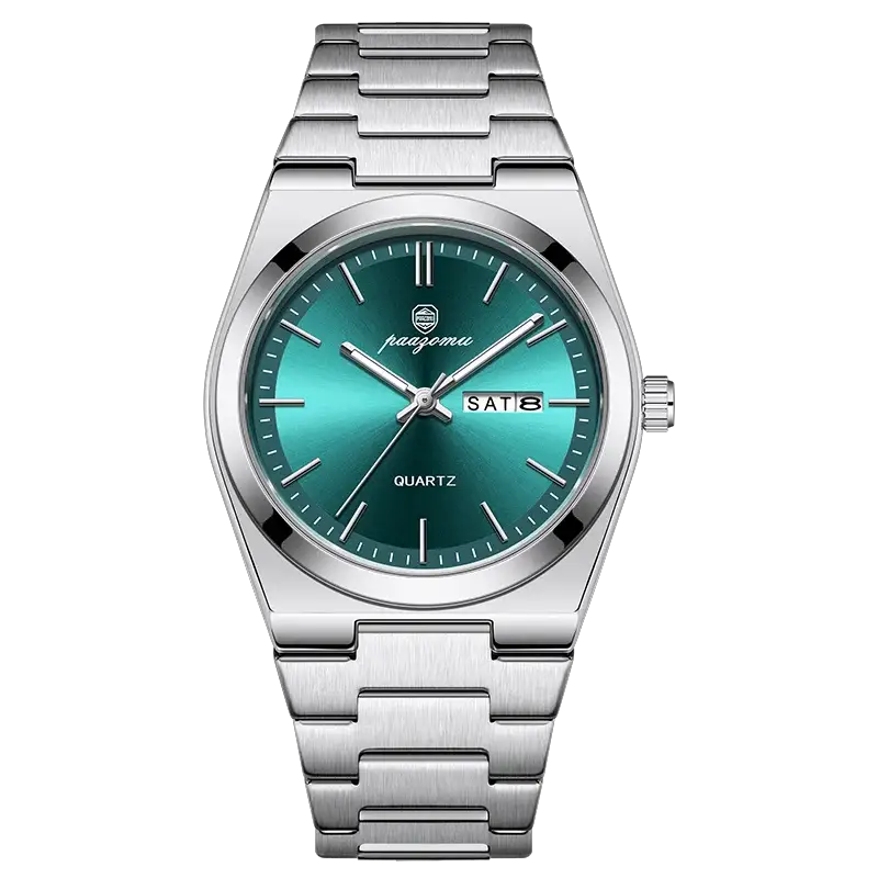 PAAZOMU Mens Quartz Watch Stainless Steel Waterproof Luminous Chronograph Date Multifunction Wristwatch