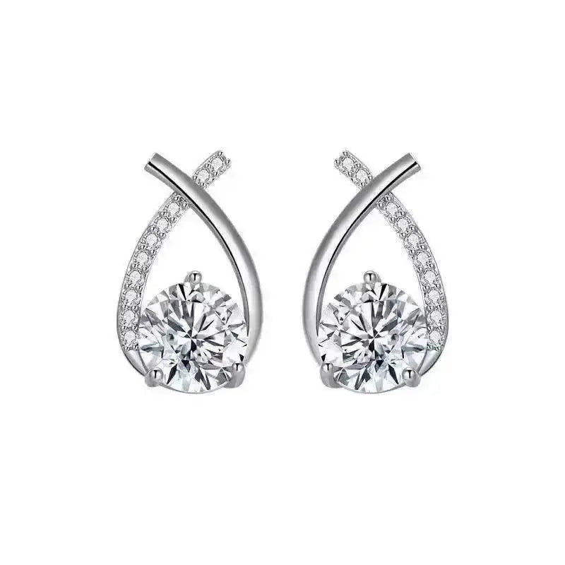 925 Silver Needle Heart Earrings For Women Korean Fashion Crystal Jewelry 2026 Trending Luxury Hoop Earrings