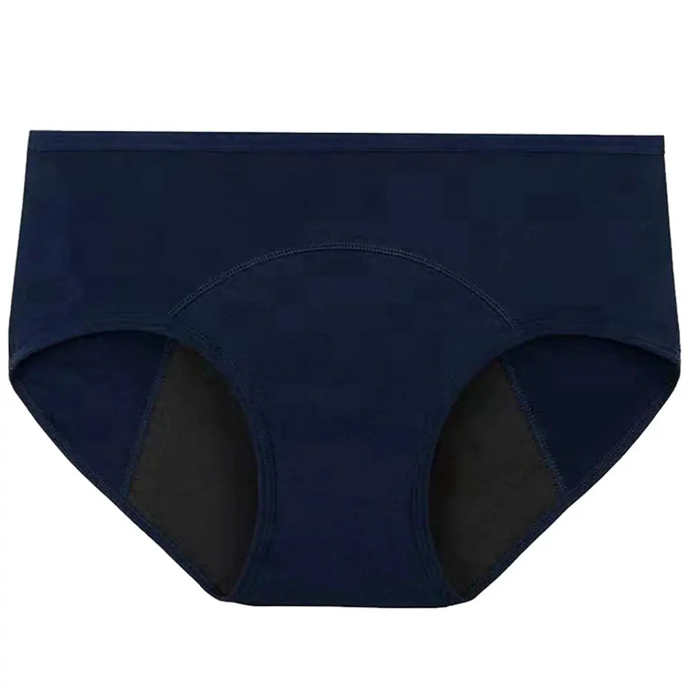 Menstrual panties by Simples Market, navy blue breathable cotton low-waist underwear for women