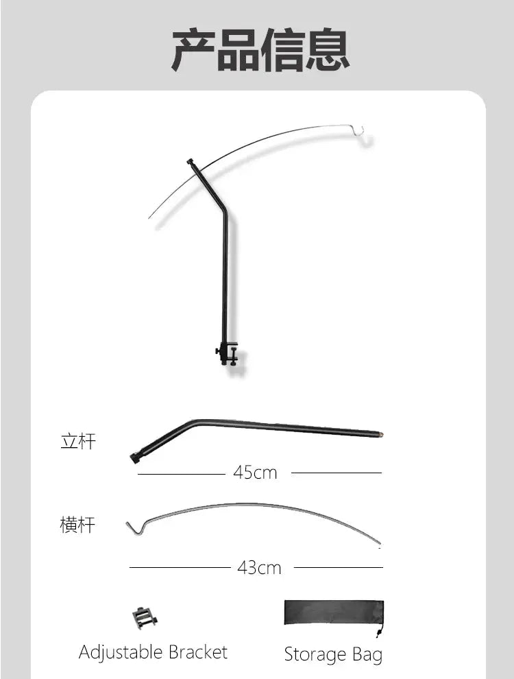 TARKA Detachable Lantern Stand by Simples Market; black ultralight adjustable lamp rack for outdoor tabletop use with bracket and storage bag