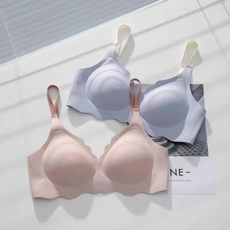 No Trace Top wireless bras; Simples Market offers 3 pastel padded bras with adjustable straps in pink, lavender, blue