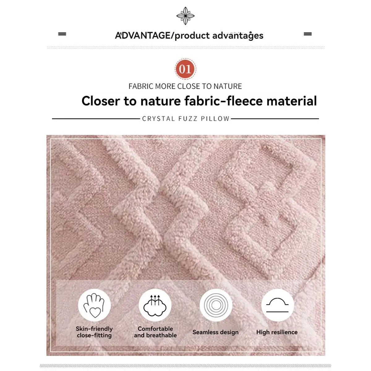 Simples Market 1pc soft plush cushion cover pink with diamond quilted texture