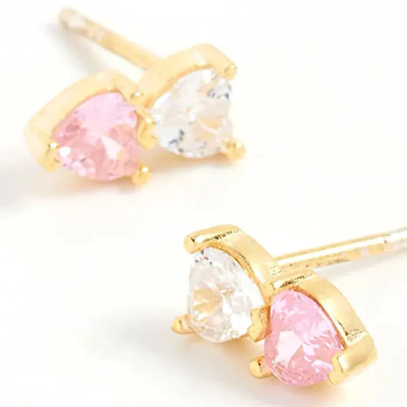 Simples Market gold-tone hoop earrings with pink and clear zircon pendants