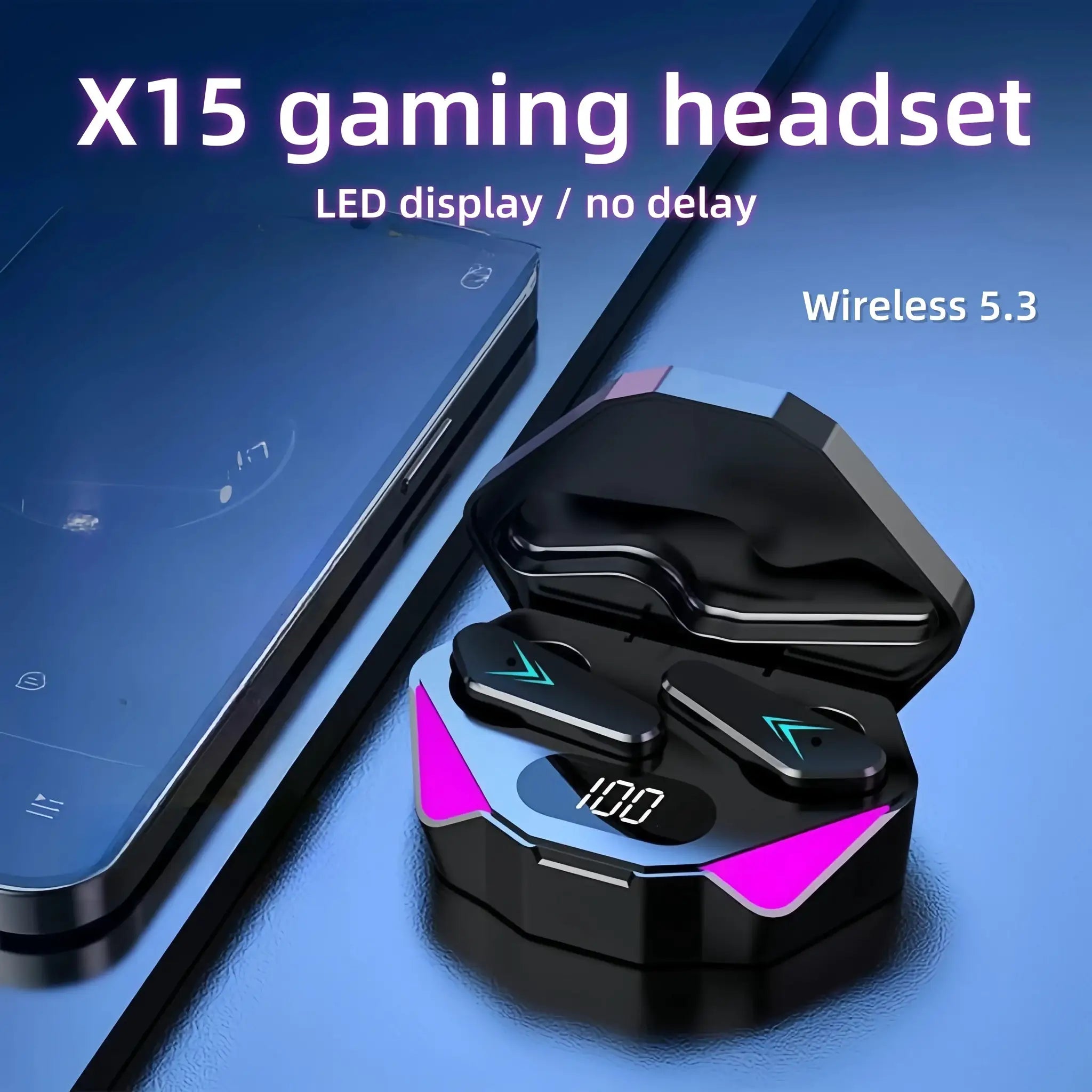 X15 TWS Wireless Gaming Earbuds With Microphone And LED Display Charging Case For Immersive Sound And Quick Charging