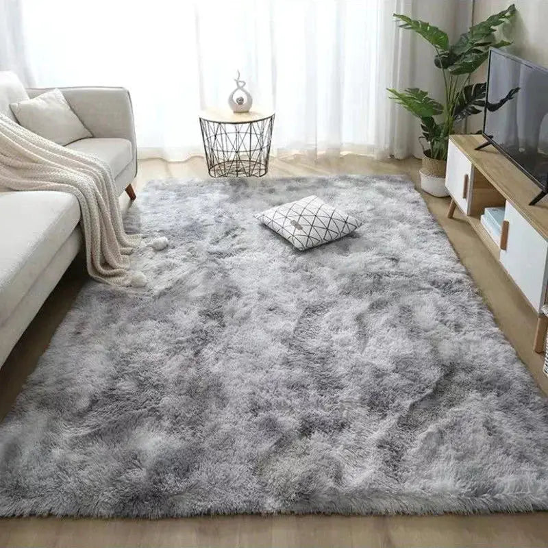 Grey shaggy living room rug 160x230cm by Simples Market, long-pile plush floor covering