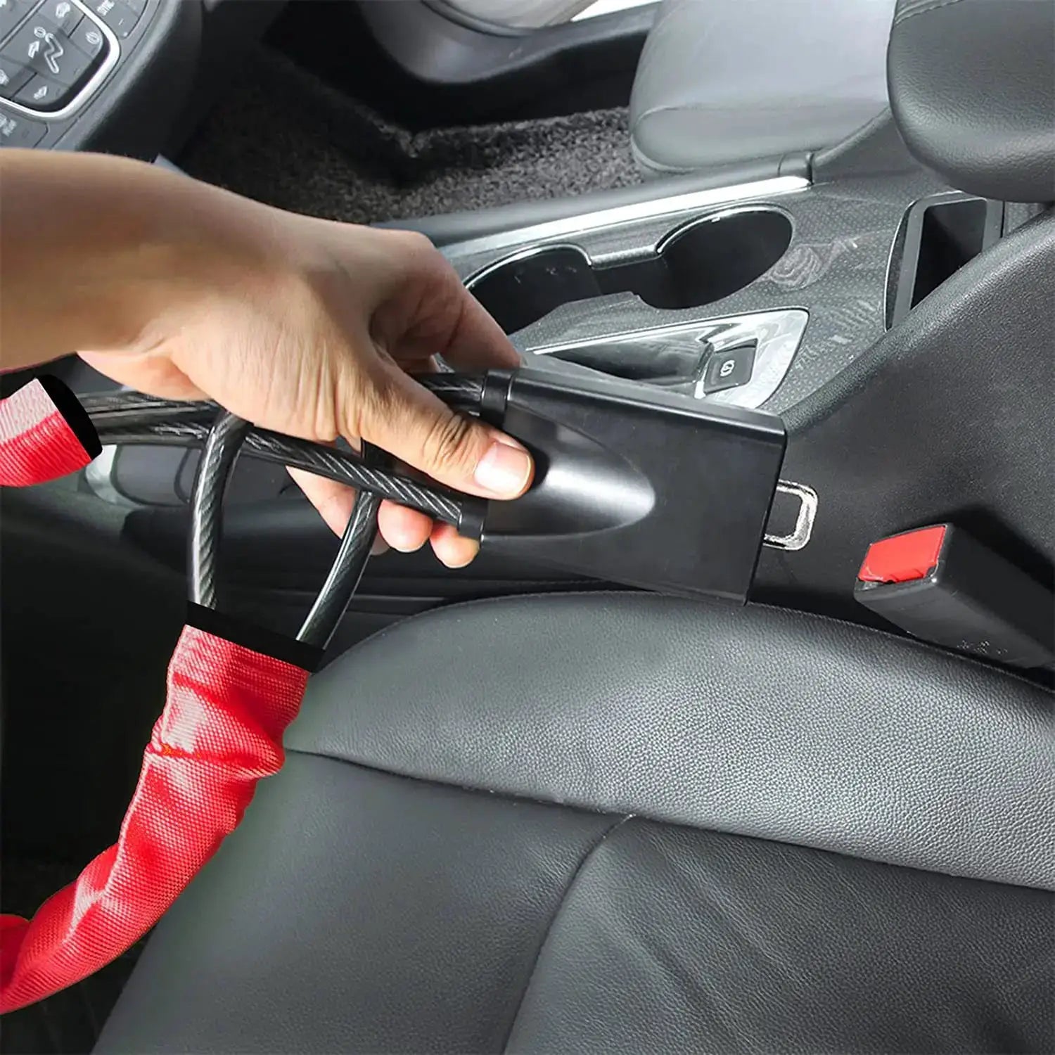 Simples Market steering wheel lock, black steel anti-theft device with 2 keys for most cars and SUVs.