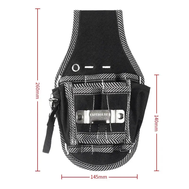GJB810 9-in-1 tool waist belt pouch, Simples Market, black 600D nylon with white stitching and metal clip