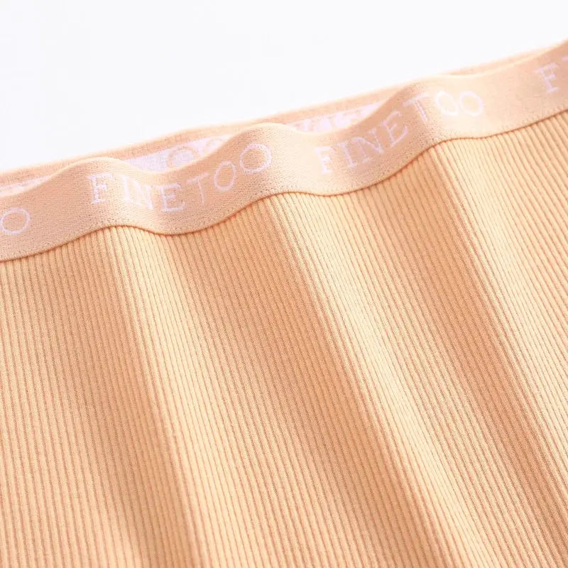 Women's seamless cotton briefs peach-beige with Fine Too waistband, low-rise breathable underwear