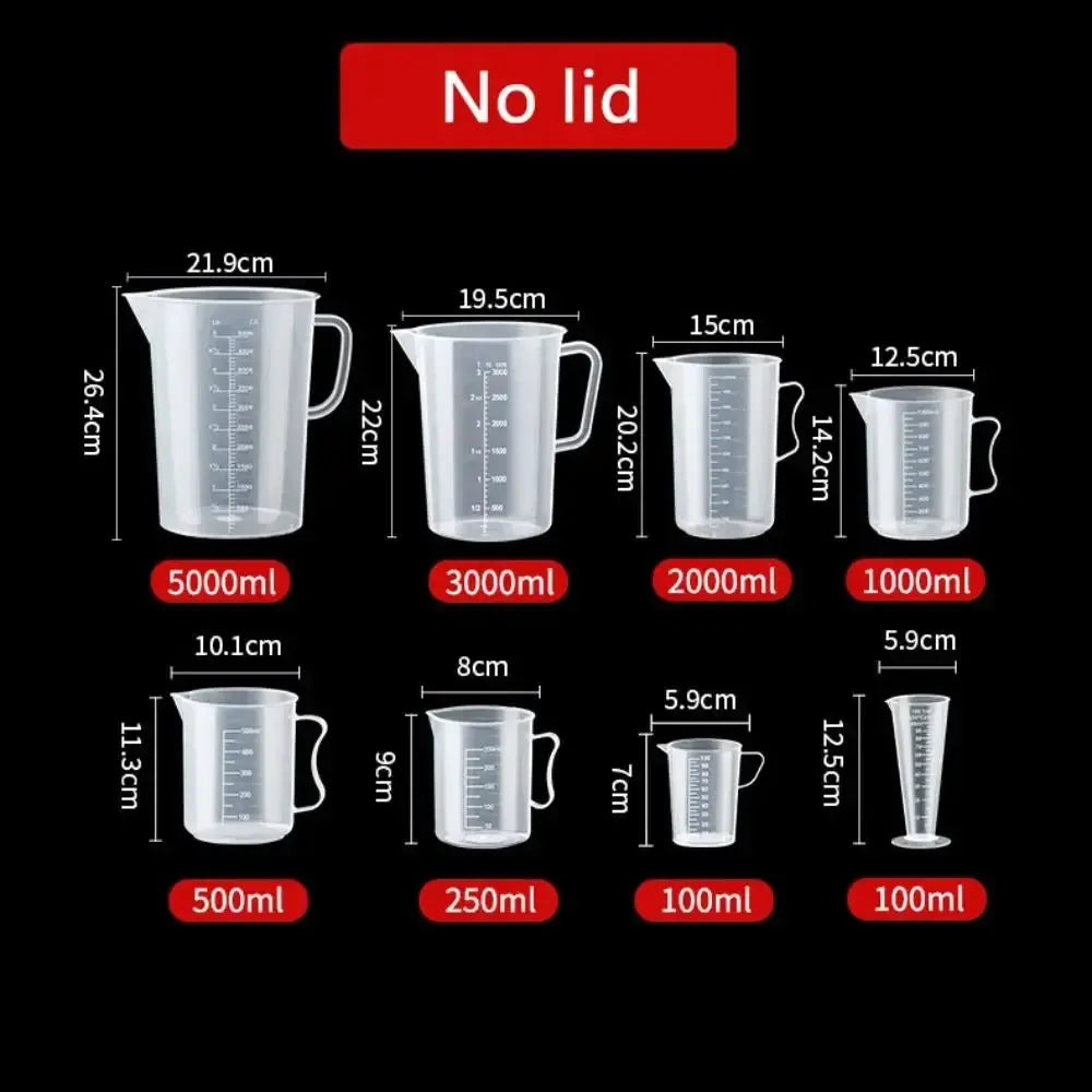 100 To 5000ml Thickened Plastic Measuring Cup With Clear Scale Food Grade Beaker For Kitchen And Lab Use