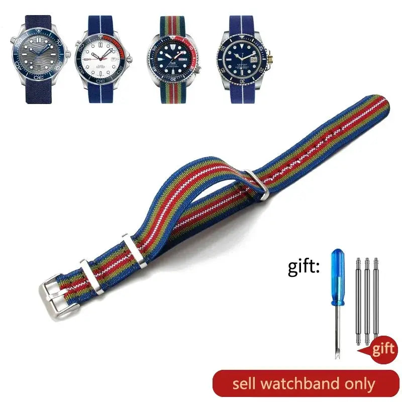 60's French Army Watch Strap for Nylon Watchband for Rolex Seiko Tudor Rolex Black Green Water Ghost Omega Woven Watch Band