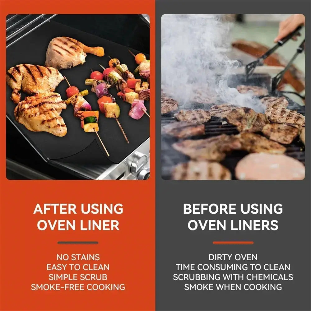 Oven Liners for Bottom of Electric and Gas Ovens Reusable Nonstick Teflon Protector Mat Heat Resistant Grill Mats