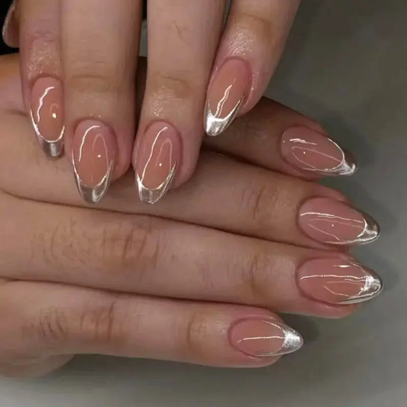 AuraNails 24Pcs Short Oval Blush Pink Press On Nails Full Coverage Acrylic Tips With Glue Included