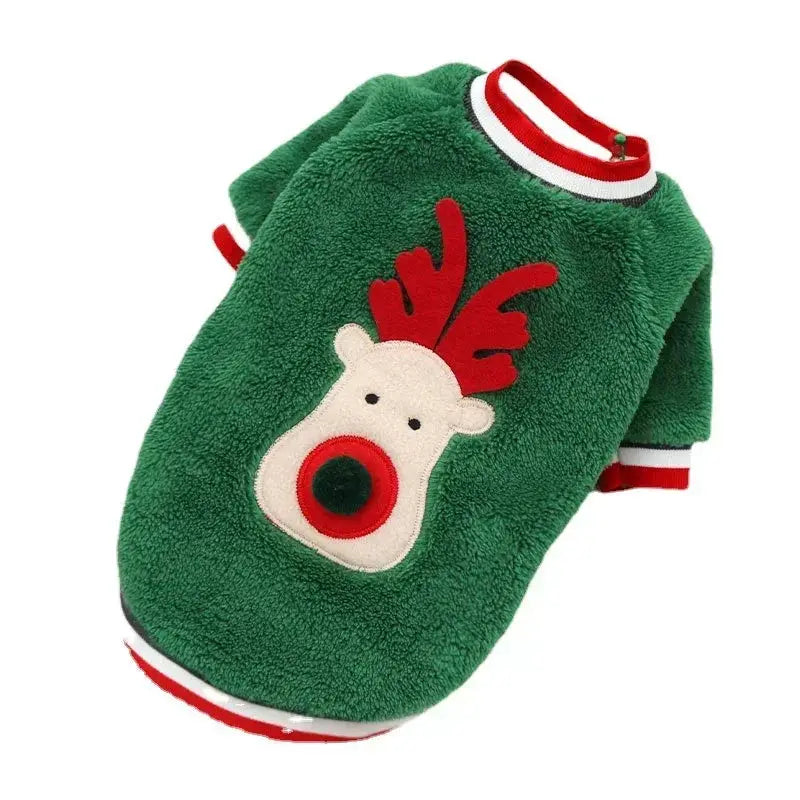 Dog Christmas Clothes Winter Warm Coat Hoodie For Small To Medium Dogs And Cats Elk And Santa Claus Prints Costume