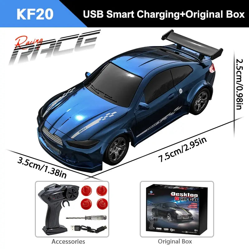 KF20 One Sixty Fourth Scale High Speed Drift RC Car 4WD With 2 Ghz Remote Control For Desktop Racing GTR Model Toy Gift