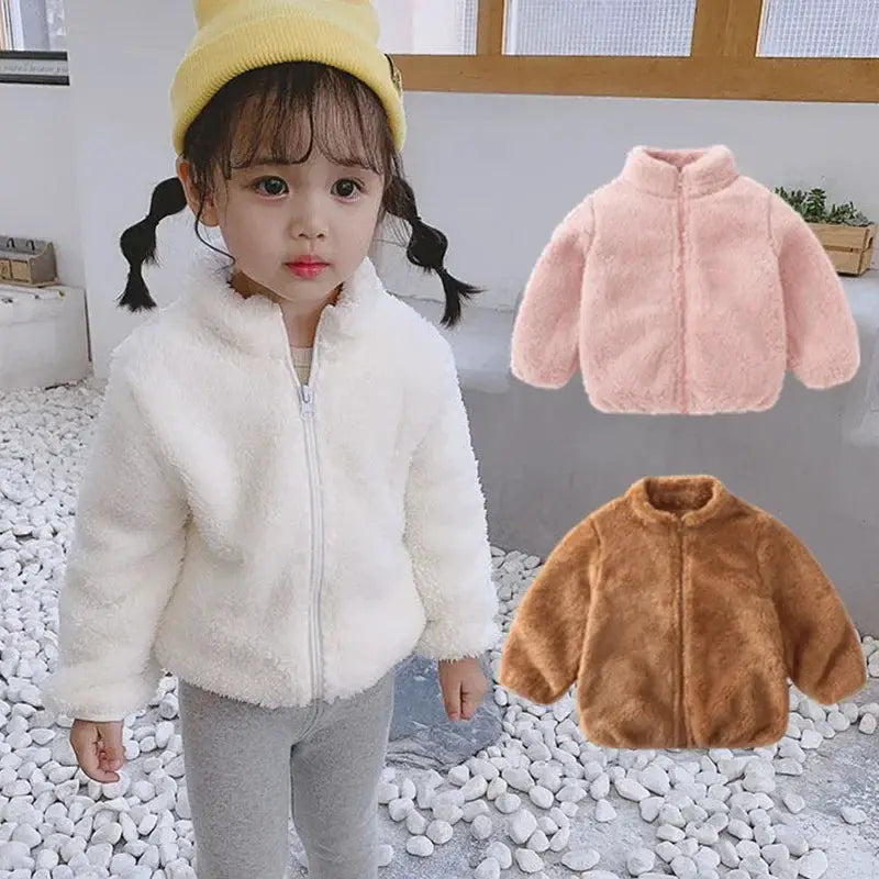 Pink Girls Winter Thermal Fleece Jacket Coat For Toddlers And Kids 0 6Y Warm Korean Outerwear