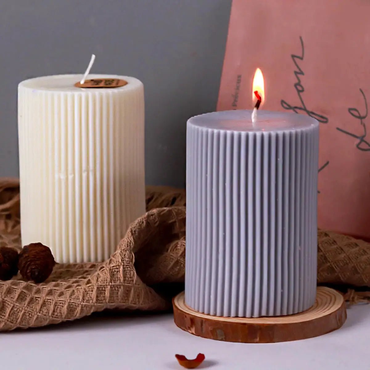 Silicone Candle Mold Striped Roman Cylindrical Columnar Design For Diy Candle Making Handmade - Simples Market