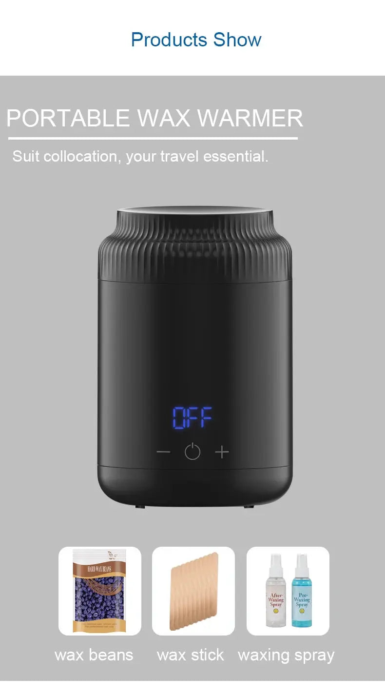 Wax heater by Simples Market, compact black 40W wax melter; includes 3 accessories