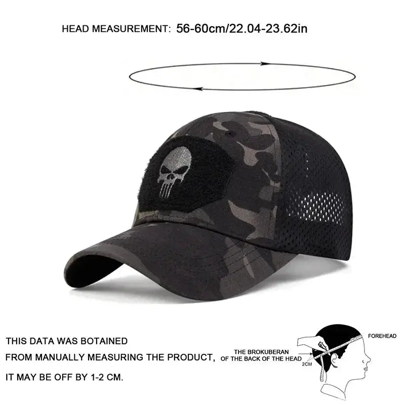 2025 Skull Embroidered Patch Baseball Caps Breathable Adjustable Sun Protection Outdoor Casual Hats For Spring And Autumn