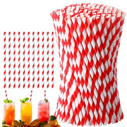 Red And White Striped Disposable Paper Straws For Coffee Milk Juice Cocktails Party Drinkware 50 Or 100 PCS
