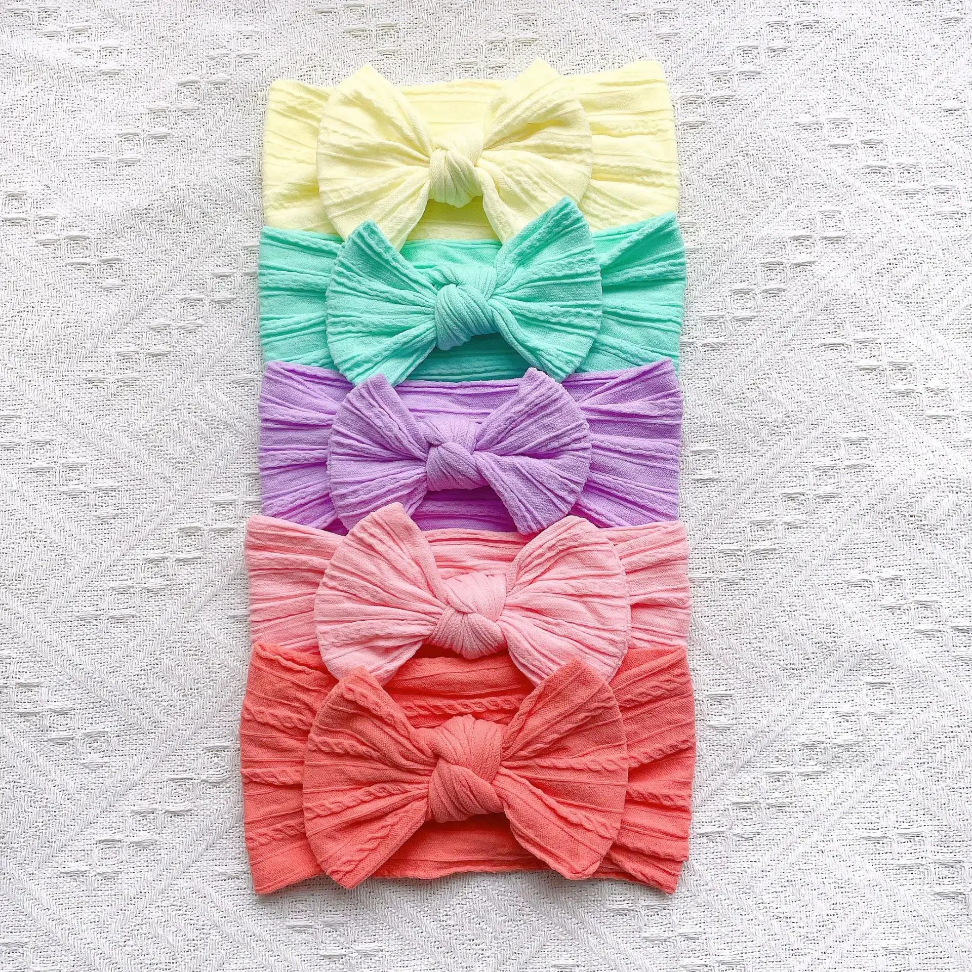 Five Piece Cute Bows Baby Headbands Set Soft Elastic Hair Bands For Newborn Infants And Baby Girls Turban Headwear