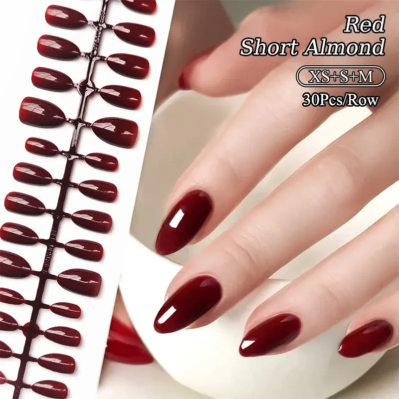 GlamNail Matte Nude Press On Nails Full Cover Easy Quick Extension 30 Piece Set For At Home Manicure