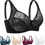 Plus-size lace bra set by Simples Market in 5 colors: black, teal, beige, burgundy, white