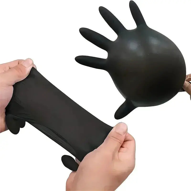 Simples Market black nitrile disposable gloves, latex-free and waterproof for kitchen and beauty use