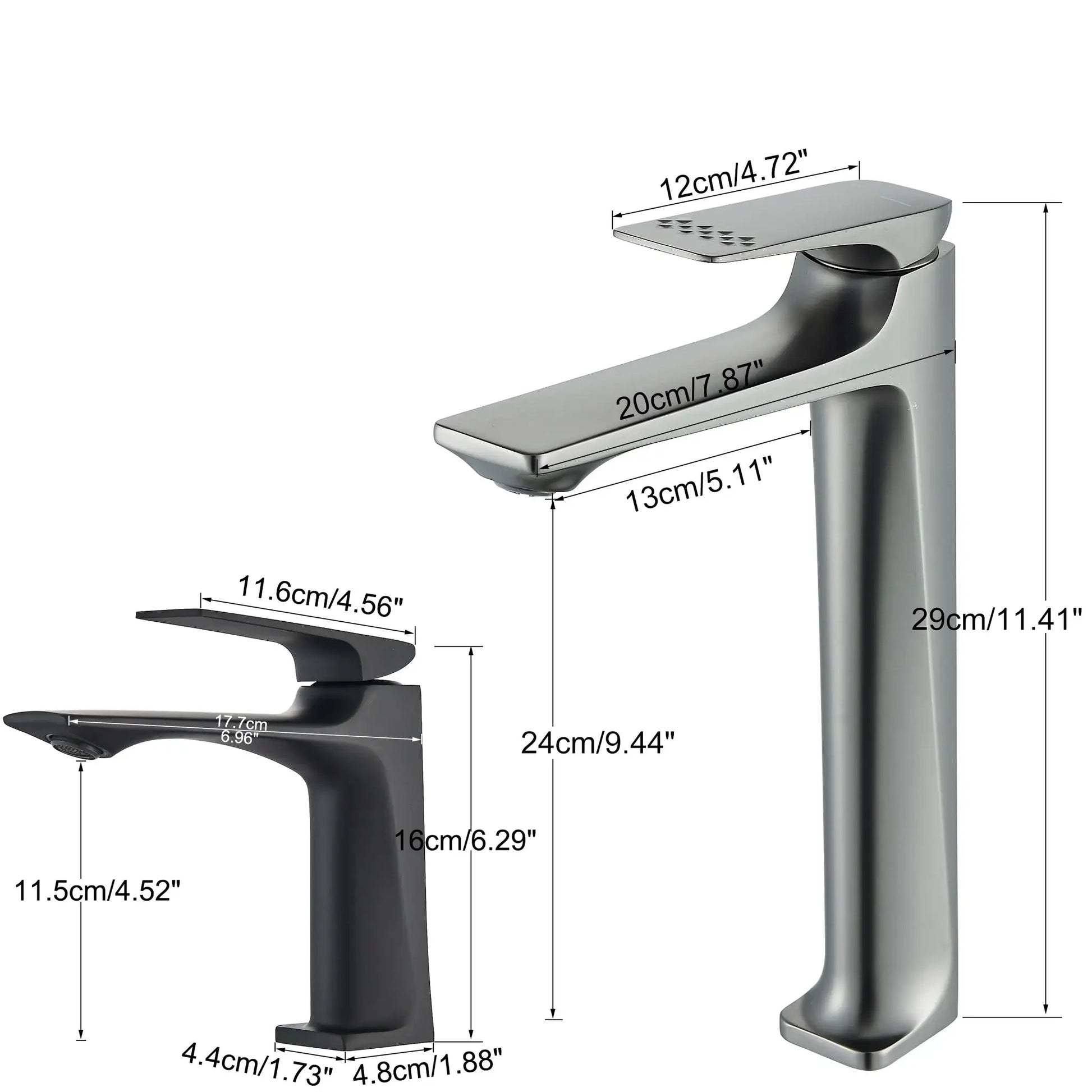 Black matte deck-mounted bathroom faucet with a single lever handle for sink